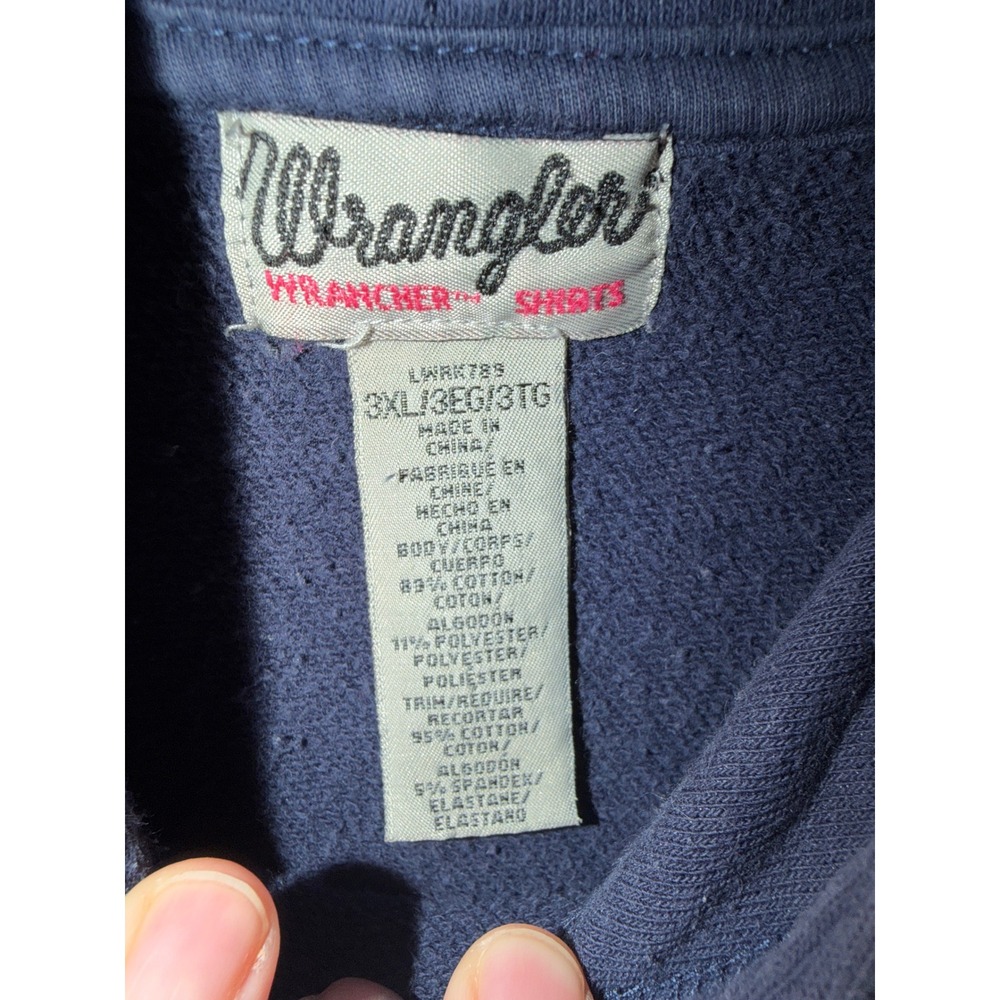 Wrangler Womens 3XL Navy Blue Logo Fleece Hoodie Sweatshirt LWRK78S - Picture 2 of 6